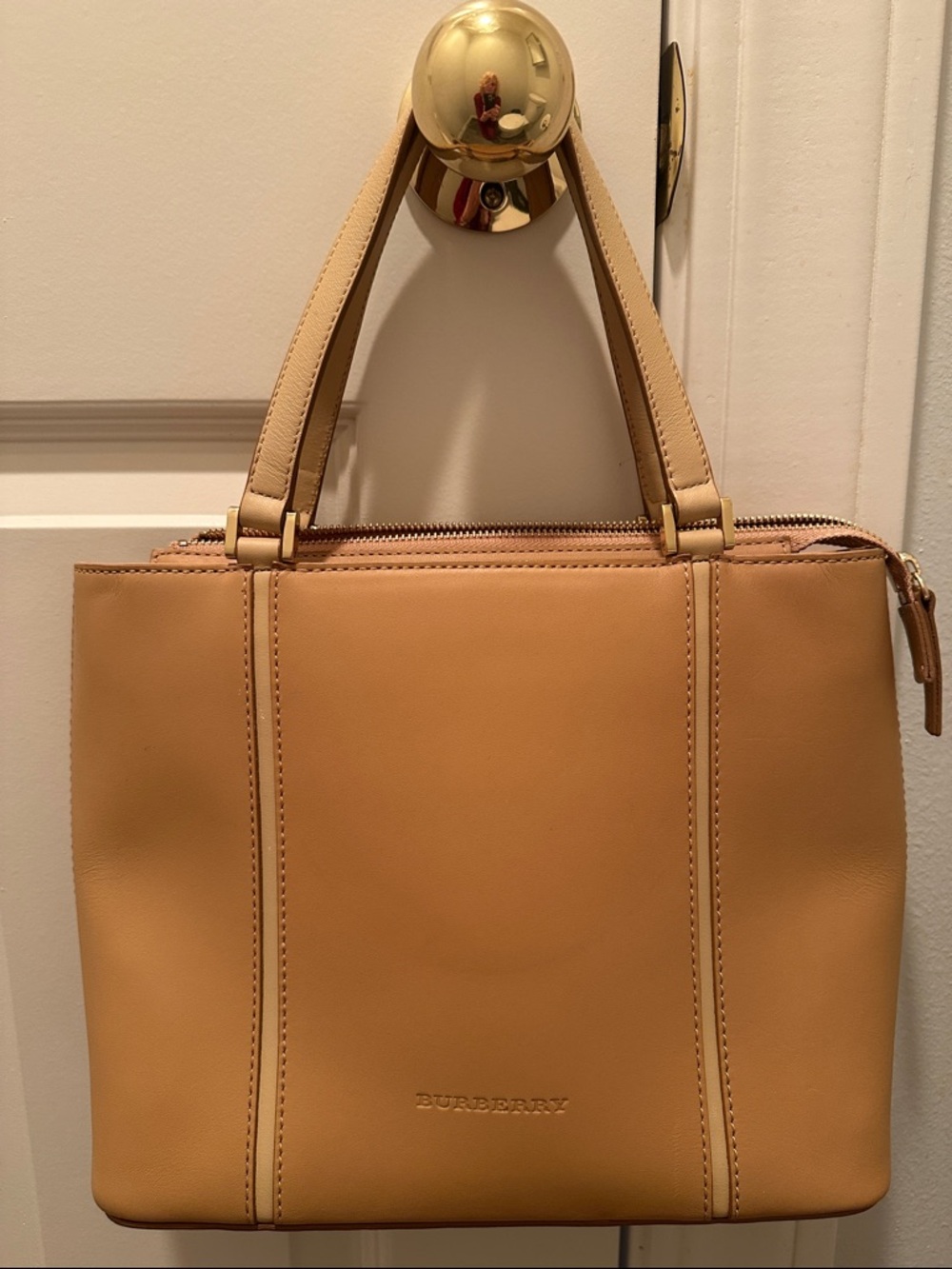 Burberry Tan Leather Tote Bag